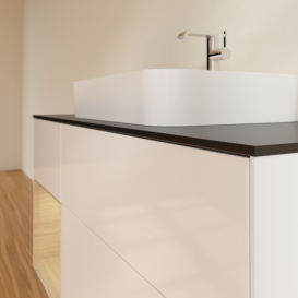 Тумба под раковину Villeroy & Boch Finion 120х50,1 см с подсветкой МДФ глянцевый белый лак/стекло черное матовое G412PCGF