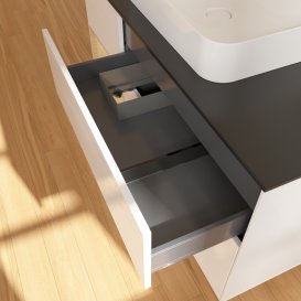 Тумба под раковину Villeroy & Boch Finion 120х50,1 см с подсветкой МДФ глянцевый белый лак/стекло черное матовое G412PCGF