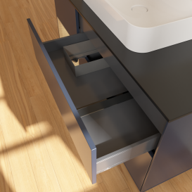 Тумба під раковину Villeroy & Boch Finion 120х50,1 см із підсвічуванням МДФ темно-синій матовий лак/скло чорне матове G412PCHG