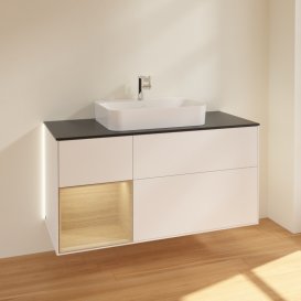 Тумба под раковину Villeroy & Boch Finion 120х50,1 см с подсветкой МДФ белый матовый лак/стекло черное матовое G412PCMT