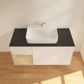 Тумба под раковину Villeroy & Boch Finion 120х50,1 см с подсветкой МДФ белый матовый лак/стекло черное матовое G412PCMT