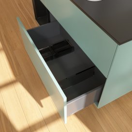 Тумба під раковину Villeroy & Boch Finion 120х50,1 см із підсвічуванням МДФ оливковий матовий лак/скло чорне матове G412PDGM