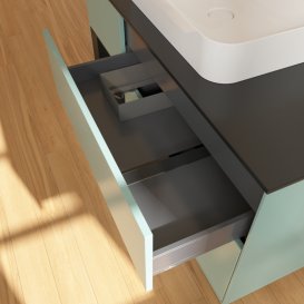 Тумба під раковину Villeroy & Boch Finion 120х50,1 см із підсвічуванням МДФ оливковий матовий лак/скло чорне матове G412PDGM