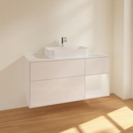 Тумба под раковину Villeroy & Boch Finion 120х50,1 см с подсветкой МДФ глянцевый белый лак/стекло белое матовое F421GFGF