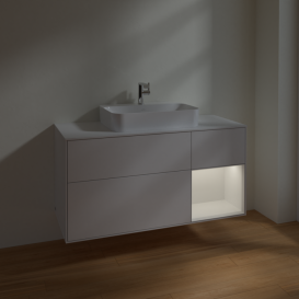 Тумба под раковину Villeroy & Boch Finion 120х50,1 см с подсветкой МДФ глянцевый белый лак/стекло белое матовое F421GFGF