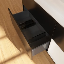 Тумба под раковину Villeroy & Boch Finion 120х50,1 см с подсветкой МДФ черный матовый лак/стекло белое матовое F421GFPD