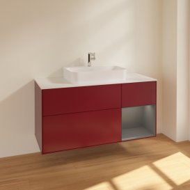 Тумба під раковину Villeroy & Boch Finion 120х50,1 см із підсвічуванням МДФ півонія матовий лак/скло біле матове F421GKHB