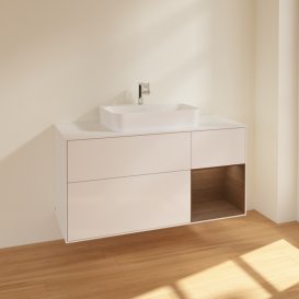 Тумба під раковину Villeroy & Boch Finion 120х50,1 см із підсвічуванням МДФ білий глянцевий лак/скло біле матове F421GNGF