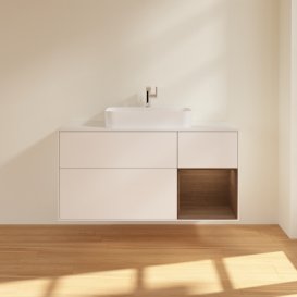 Тумба под раковину Villeroy & Boch Finion 120х50,1 см с подсветкой МДФ белый матовый лак/стекло белое матовое F421GNMT