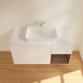 Тумба под раковину Villeroy & Boch Finion 120х50,1 см с подсветкой МДФ белый матовый лак/стекло белое матовое F421GNMT