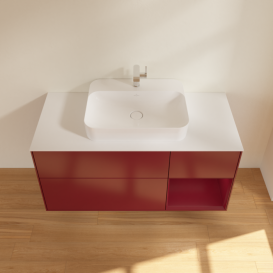 Тумба под раковину Villeroy & Boch Finion 120х50,1 см с подсветкой МДФ пион матовый лак/стекло белое матовое F421HBHB