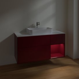 Тумба под раковину Villeroy & Boch Finion 120х50,1 см с подсветкой МДФ пион матовый лак/стекло белое матовое F421HBHB