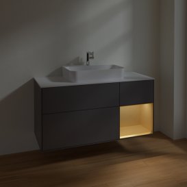 Тумба під раковину Villeroy & Boch Finion 120х50,1 см із підсвічуванням МДФ антрацит матовий лак/скло біле матове F421HFGK
