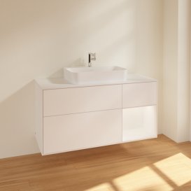 Тумба під раковину Villeroy & Boch Finion 120х50,1 см із підсвічуванням МДФ білий матовий лак/скло біле матове F421MTMT