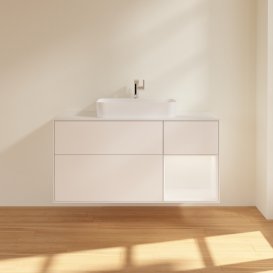 Тумба під раковину Villeroy & Boch Finion 120х50,1 см із підсвічуванням МДФ білий матовий лак/скло біле матове F421MTMT