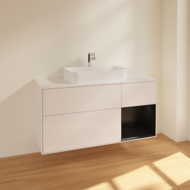 Тумба під раковину Villeroy & Boch Finion 120х50,1 см із підсвічуванням МДФ білий глянцевий лак/скло біле матове F421PDGF