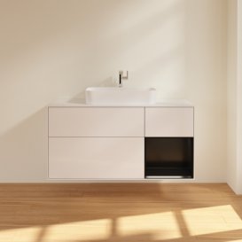 Тумба під раковину Villeroy & Boch Finion 120х50,1 см із підсвічуванням МДФ білий глянцевий лак/скло біле матове F421PDGF