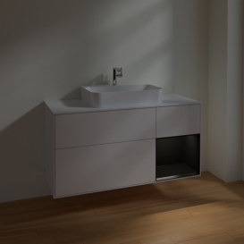 Тумба під раковину Villeroy & Boch Finion 120х50,1 см із підсвічуванням МДФ білий глянцевий лак/скло біле матове F421PDGF