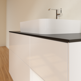 Тумба під раковину Villeroy & Boch Finion 120х50,1 см із підсвічуванням МДФ білий глянцевий лак/скло чорне матове F422GFGF