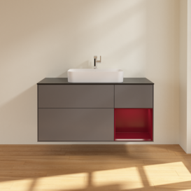 Тумба під раковину Villeroy & Boch Finion 120х50,1 см із підсвічуванням МДФ антрацит матовий лак/скло чорне матове F422HBGK