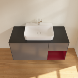 Тумба під раковину Villeroy & Boch Finion 120х50,1 см із підсвічуванням МДФ антрацит матовий лак/скло чорне матове F422HBGK