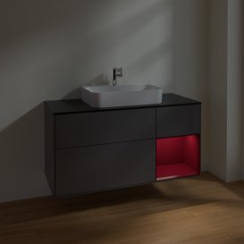 Тумба під раковину Villeroy & Boch Finion 120х50,1 см із підсвічуванням МДФ антрацит матовий лак/скло чорне матове F422HBGK