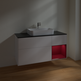 Тумба під раковину Villeroy & Boch Finion 120х50,1 см с подсветкой МДФ білий матовий лак/скло чорне матове F422HBMT