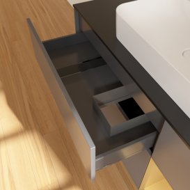 Тумба под раковину Villeroy & Boch Finion 120х50,1 см с подсветкой МДФ антрацит матовый лак/стекло черное матовое F422HFGK