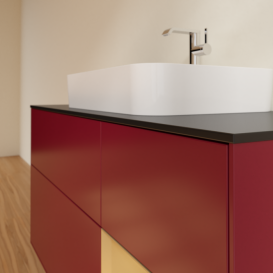 Тумба під раковину Villeroy & Boch Finion 120х50,1 см із підсвічуванням МДФ півонія матовий лак/скло чорне матове F422HFHB