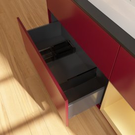 Тумба під раковину Villeroy & Boch Finion 120х50,1 см із підсвічуванням МДФ півонія матовий лак/скло чорне матове F422HFHB