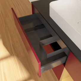 Тумба під раковину Villeroy & Boch Finion 120х50,1 см із підсвічуванням МДФ півонія матовий лак/скло чорне матове F422HFHB