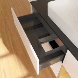 Тумба під раковину Villeroy & Boch Finion 120х50,1 см с подсветкой МДФ білий матовий лак/скло чорне матове F422HFMT