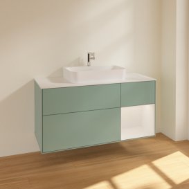 Тумба під раковину Villeroy & Boch Finion 120х50,1 см із підсвічуванням МДФ оливковий матовий лак/скло біле матове F421GFGM