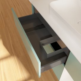 Тумба під раковину Villeroy & Boch Finion 120х50,1 см із підсвічуванням МДФ оливковий матовий лак/скло біле матове F421GFGM