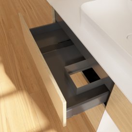 Тумба под раковину Villeroy & Boch Finion 120х50,1 см с подсветкой МДФ шпон дуба/стекло белое матовое F421GFPC