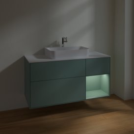 Тумба под раковину Villeroy & Boch Finion 120х50,1 см с подсветкой МДФ оливковый матовый лак/стекло белое матовое F421GMGM