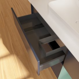 Тумба под раковину Villeroy & Boch Finion 120х50,1 см с подсветкой МДФ темно-синий матовый лак/стекло белое матовое F421GMHG