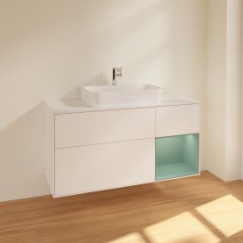 Тумба под раковину Villeroy & Boch Finion 120х50,1 см с подсветкой МДФ белый матовый лак/стекло белое матовое F421GMMT