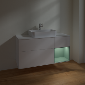 Тумба под раковину Villeroy & Boch Finion 120х50,1 см с подсветкой МДФ белый матовый лак/стекло белое матовое F421GMMT