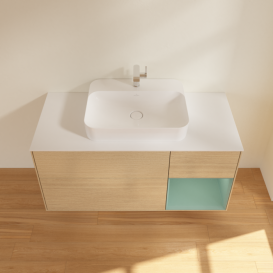 Тумба под раковину Villeroy & Boch Finion 120х50,1 см с подсветкой МДФ шпон дуба/стекло белое матовое F421GMPC