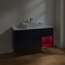Тумба под раковину Villeroy & Boch Finion 120х50,1 см с подсветкой МДФ темно-синий матовый лак/стекло белое матовое F421HBHG