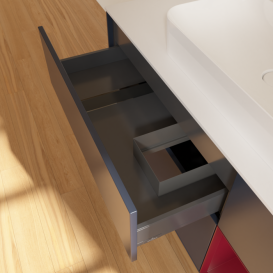 Тумба під раковину Villeroy & Boch Finion 120х50,1 см із підсвічуванням МДФ темно-синій матовий лак/скло біле матове F421HBHG