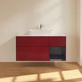 Тумба під раковину Villeroy & Boch Finion 120х50,1 см із підсвічуванням МДФ півонія матовий лак/скло біле матове F421HGHB