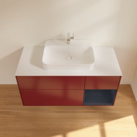 Тумба під раковину Villeroy & Boch Finion 120х50,1 см із підсвічуванням МДФ півонія матовий лак/скло біле матове F421HGHB