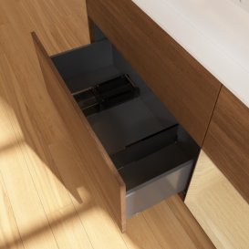 Тумба под раковину Villeroy & Boch Finion 120х50,1 см с подсветкой МДФ шпон грецкого ореха/стекло белое матовое F421PCGN