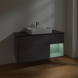 Тумба под раковину Villeroy & Boch Finion 120х50,1 см с подсветкой МДФ антрацит матовый лак/стекло черное матовое F422GMGK