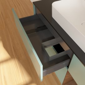 Тумба под раковину Villeroy & Boch Finion 120х50,1 см с подсветкой МДФ оливковый матовый лак/стекло черное матовое F422GNGM