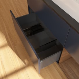 Тумба под раковину Villeroy & Boch Finion 120х50,1 см с подсветкой МДФ темно-синий матовый лак/стекло черное матовое F422GNHG