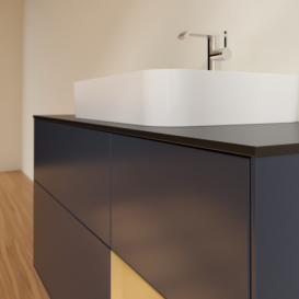 Тумба під раковину Villeroy & Boch Finion 120х50,1 см із підсвічуванням МДФ темно-синій матовий лак/скло чорне матове F422HFHG