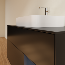 Тумба под раковину Villeroy & Boch Finion 120х50,1 см с подсветкой МДФ черный матовый лак/стекло черное матовое F422HGPD